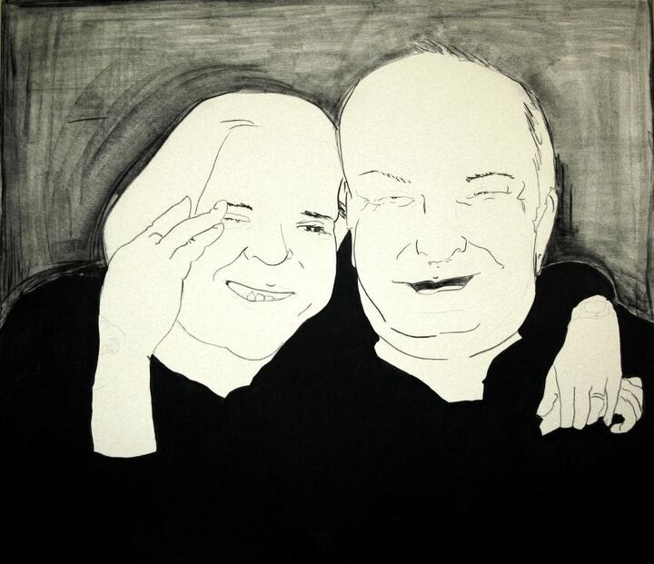 Muškarac i žena nasmijani, obraz uz obraz